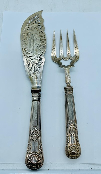 Hallmarked Silver Fish Serving set, dated 1856 Sheffield by Atkin Bros