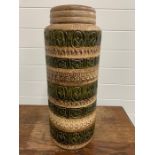 West German vase with green and stone strips