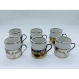 6 Bellini Expresso Cups in Silver plate Holders