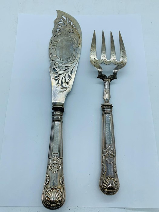 Hallmarked Silver Fish Serving set, dated 1856 Sheffield by Atkin Bros - Image 2 of 3