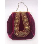A Vintage Handbag with decorative gold embroidery that was donated to the Royal School of Needlework