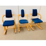 Biran style plywood and laminated frame chairs with upholstered seat cushions