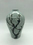 A Poh Chap Yeap (1927 - 2007) Celadon vase with Cherry Blossom Decoration (H15cm)