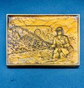 Fishing:A Bronze Hand Cast 'Casting' plaque by A Cohen & Co Ltd 17 cm x 13 cm
