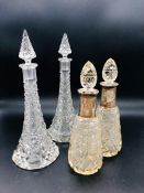 Two Pairs of Cut Glass Decanters/Scent Bottles