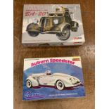 A Lindberg Auburn Speedster model kit 1:25 scale and a Maian Russian Armoured Car BA-20