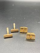 Two Pairs of 9 ct Gold Gents Cuff Links (Total Weight 17 g)