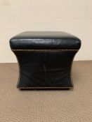 A Ralph Lauren Black Leather footstool (H49cm Diam 52cm)