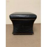 A Ralph Lauren Black Leather footstool (H49cm Diam 52cm)