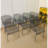 Nine garden metal stacking chairs (H75cm W58cm)