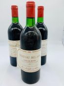 Three bottles of Chateau Bel Air Cotes De Bourg 1983