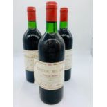 Three bottles of Chateau Bel Air Cotes De Bourg 1983
