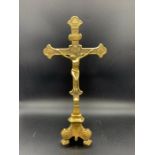 A Vintage French Crucifix in Brass (H 23cm x W 16cm )