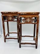 Two Miniature Chinese Inlaid Tables. ( H x 32 cm by 17 cm square.)