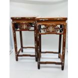 Two Miniature Chinese Inlaid Tables. ( H x 32 cm by 17 cm square.)