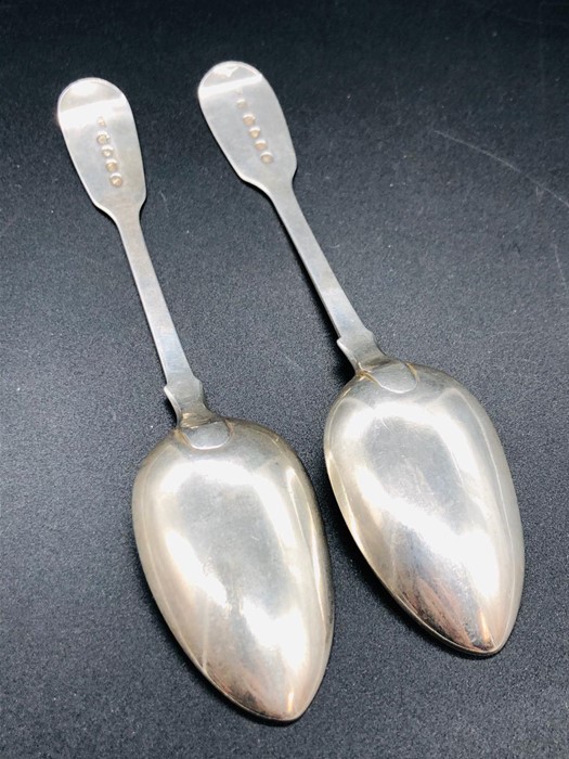 Two small silver dessert spoons. Hallmark London 1843 &1844 Maker Charles Boynton Total Weight 69g - Image 2 of 3