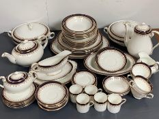 A part dinner and tea Aynsley fine English bone china set in the Leighton pattern, to include two