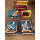 Five boxed Matchbox vehicle to include 1911 model T Ford, Ford model A, Super Kings K-15 and