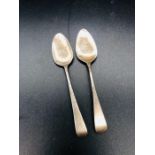 A pair of Georgian silver, hallmarked teaspoons.