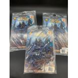 Three packs of three DC comics, Star Trek, Dark Claw etc