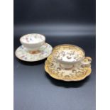 Two Mocha china Cups and Saucers