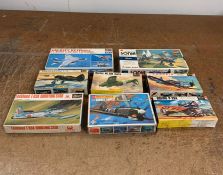 A selection of eight boxed various aircraft kits to include Revell, Hasegawa and Matchbox