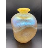 Loetz Candia Papillon iridescent Glass Vase C. 1898. Indented Ovoid with everted fire polished rim &