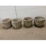 Four re-pressed stone and concrete plant pots (H25cm Diam 29cm)