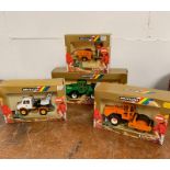 Four boxed Britains construction toys to include Atlas Copco Compressor, Mercedes Breakdown Truck,