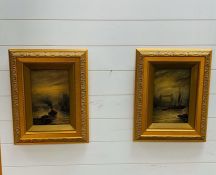 A Pair of London River Scene oils on board in attractive frames.