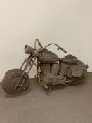 Full size Harley Davidson wicker motorbike (H106cm W183cm D67cm)