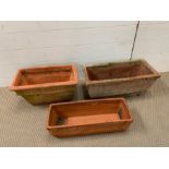 Three rectangular terracotta pots