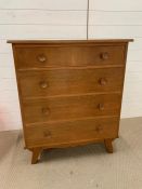 1960's Four Long Drawer Chest of Drawers (96cm H x 48cm D x 81cm L)