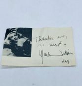 A Signed Marlene Dietrich 1944 Autograph.