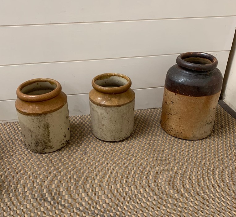 Three stone and glazed pots