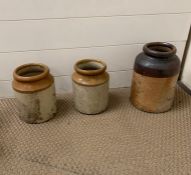 Three stone and glazed pots