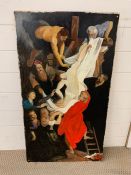 'The Deposition of Christ' or 'The Descent from the Cross' by Robert J Hall, oil on board.