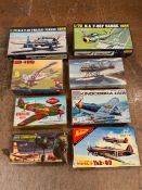 A selection of various boxed aircraft kits to include Heller, Riko, Aurora, Keil Kraft and more