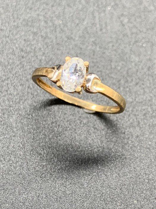 A diamond ring on a 9ct gold setting. Size L