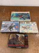 Four boxed aircraft kits to include, Nichimo P-51D Mustang, Eduard Hannover Cl.llla, Nakotne Fighter