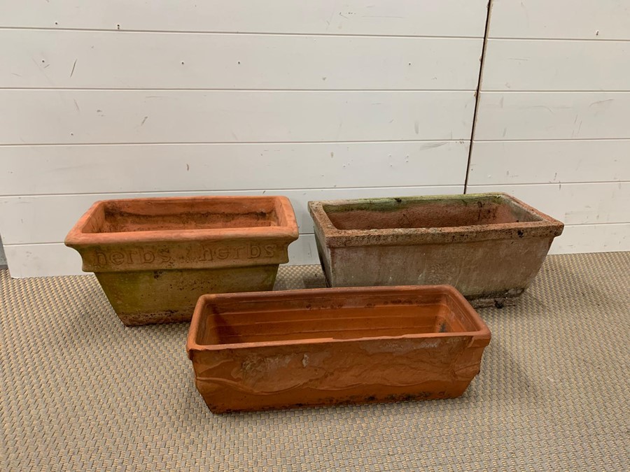 Three rectangular terracotta pots - Image 2 of 2