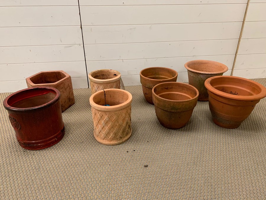 A selection of eight terracotta and glazed pots - Image 3 of 3