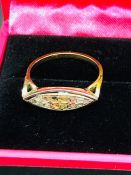 A Yellow Gold Nanette Set Old Cut Diamond Ring. Size M