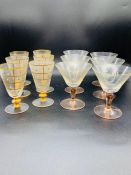 Two sets of six 1950's cocktail glasses (approx. H10cm)