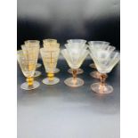 Two sets of six 1950's cocktail glasses (approx. H10cm)