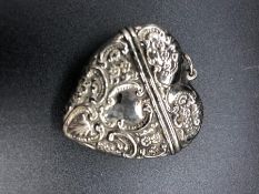 A Heart Shaped Silver plated Vesta Case