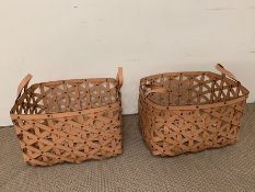 A Pair of Designer Leather woven Baskets. (H31cm W47cm D38cm)