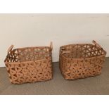 A Pair of Designer Leather woven Baskets. (H31cm W47cm D38cm)