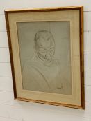 Study of Indian spiritual leader Mahatma Gandhi. Jacob Kramer (1892-1962), signed Kramer. Sketch,