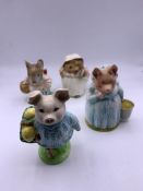 A selection of four Beswick England Beatrix Potter's figures, Aunt Pettitoes, Mrs Tiggy Winkle,